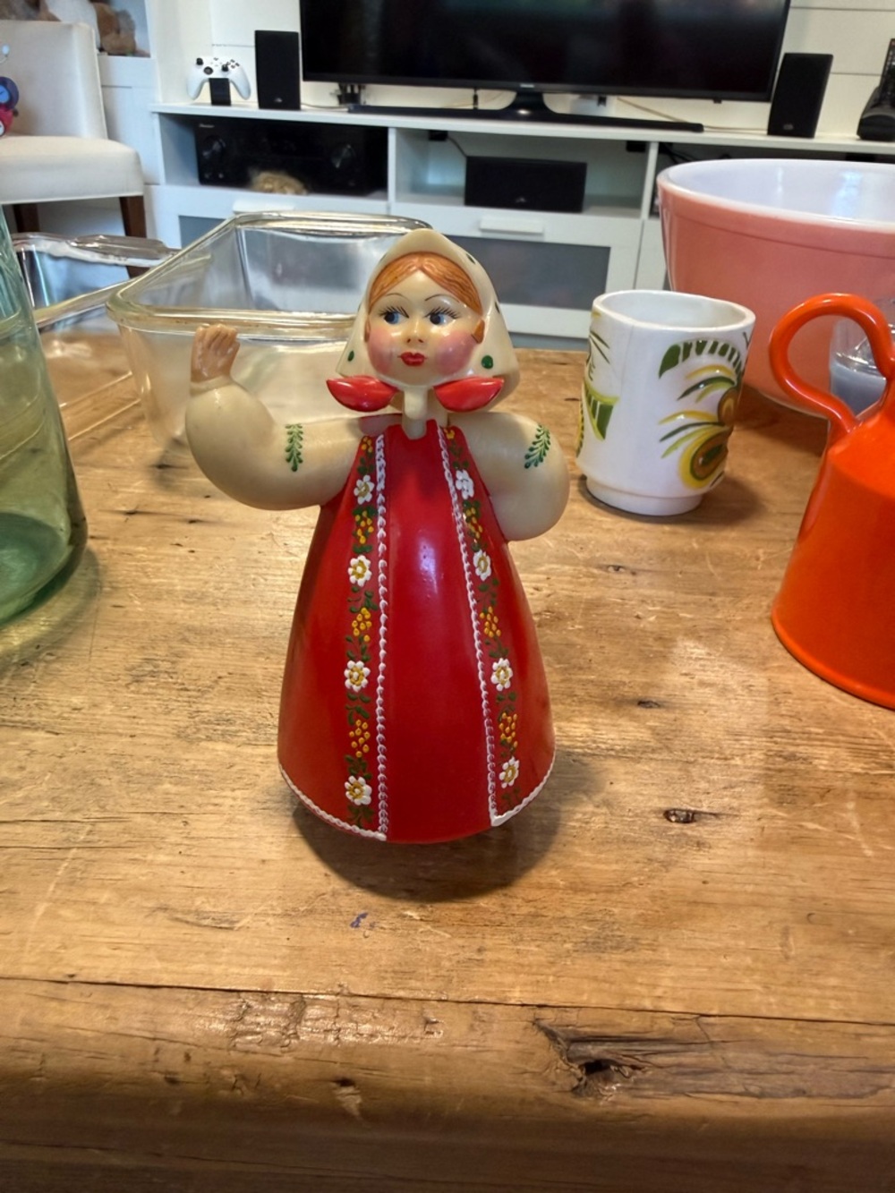 Vintage Russian bobble head doll. Hand painted. 1950/60s
